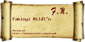 Fabinyi Milán névjegykártya